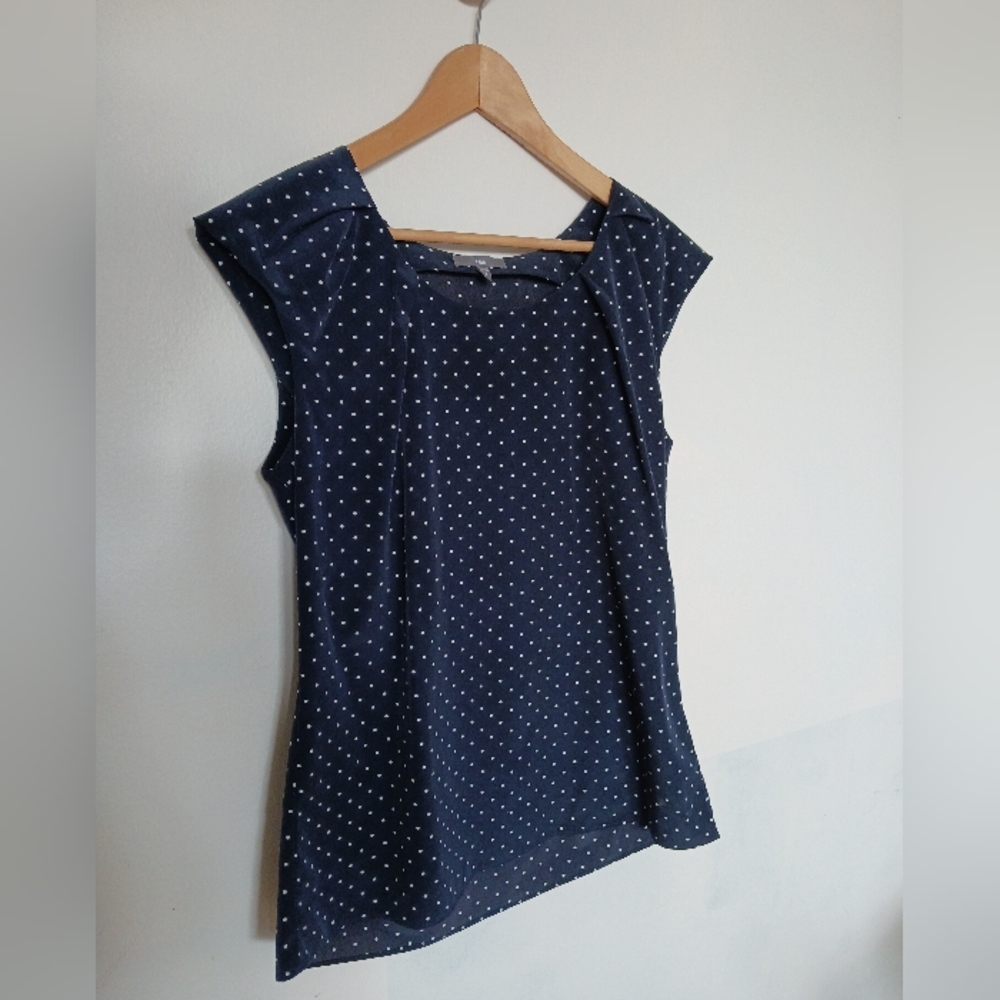 GAP Navy and White Polka Dot Blouse